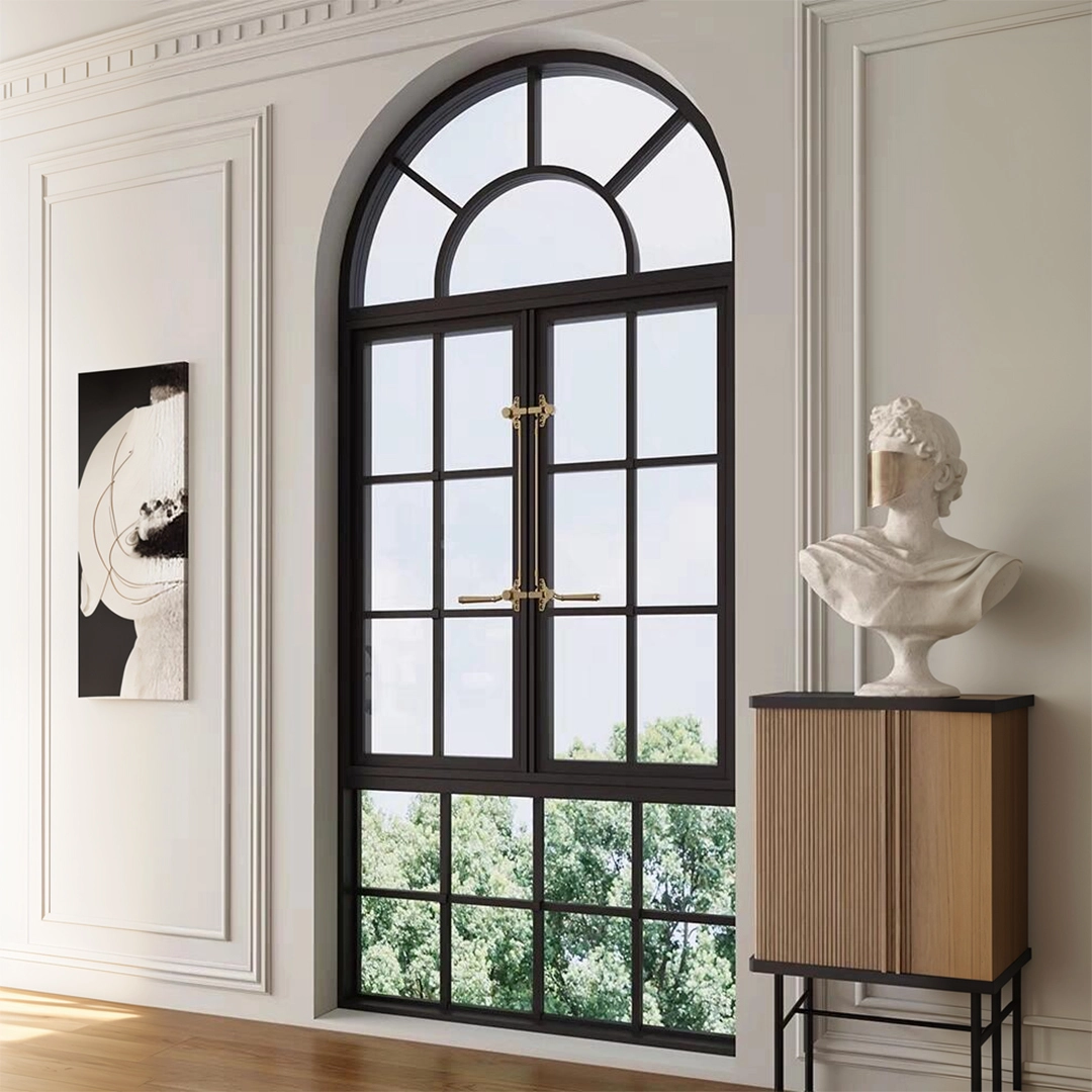 Fenêtre à battants noire de style français moderne en aluminium 1