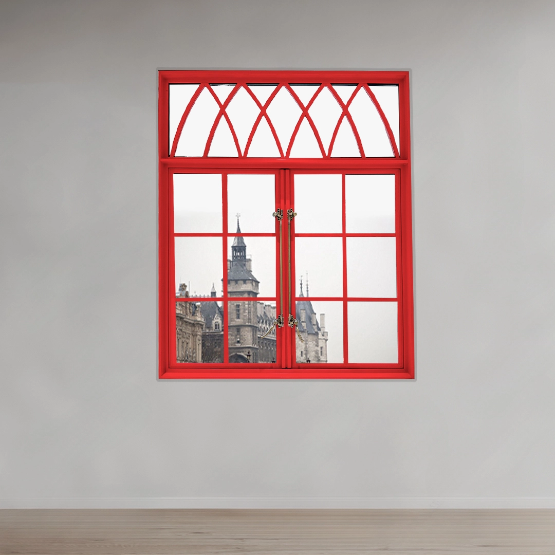 Aluminum Modern French style Red casement window 1