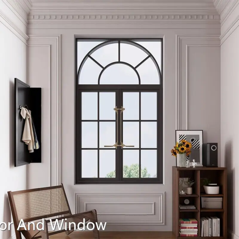 Aluminum Modern French Style Hardware Metal Casement Window-1 1