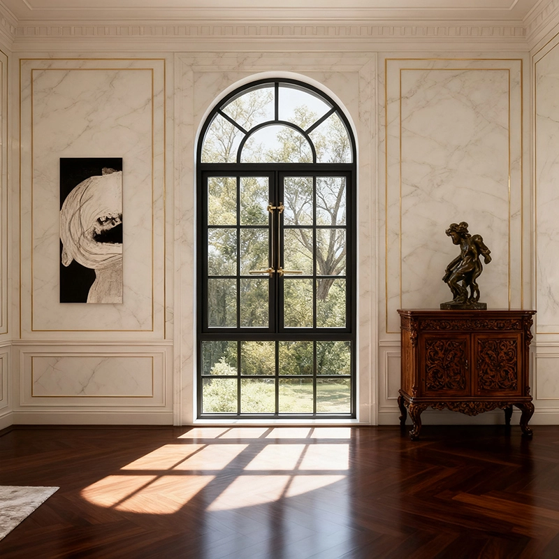 Fenêtre à battants noire de style français moderne en aluminium 1