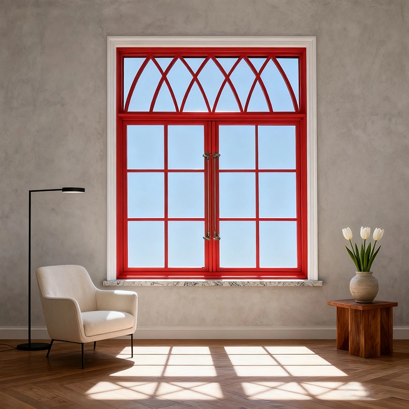 Αλουμίνιο Μοντέρνο Γαλλικό Κόκκινο παράθυρο 1